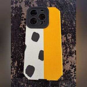 Yellow and White Phone Case with Black Accents